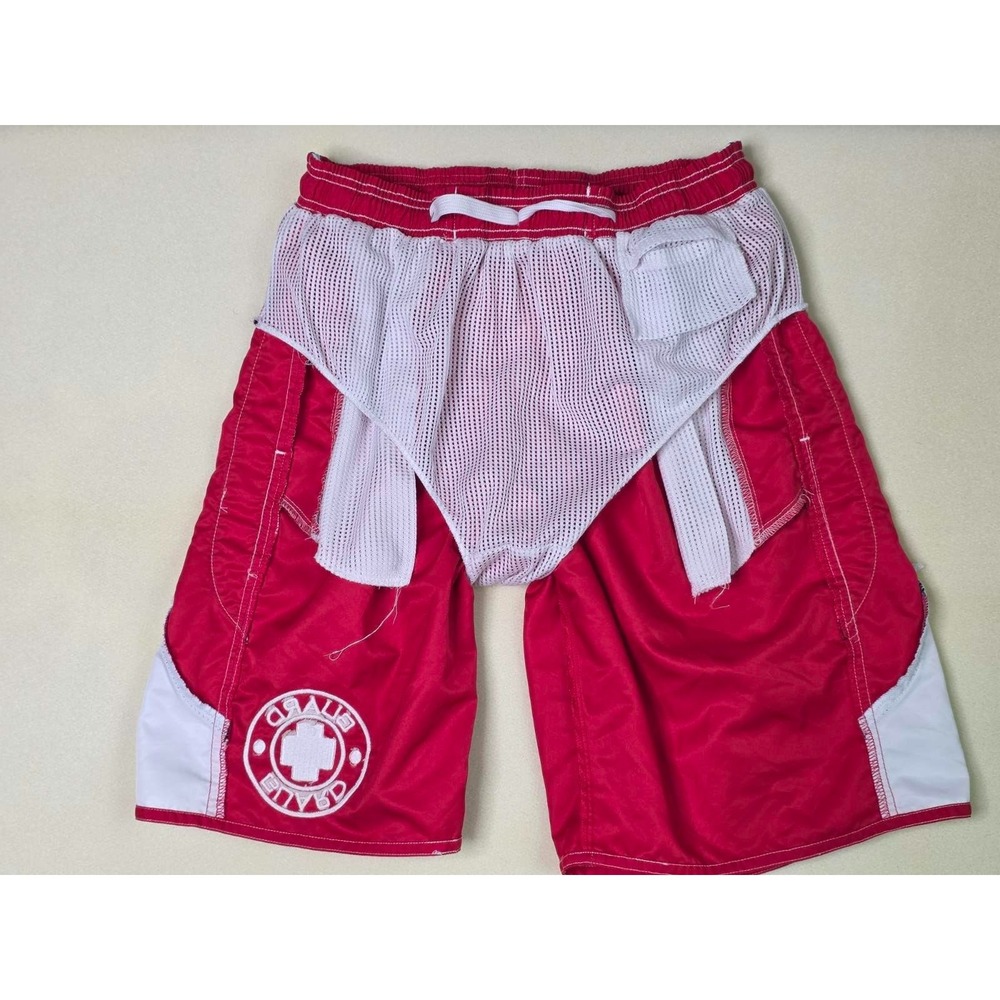 TYR Men's Swim Trunks Shorts Size M Red White Deck-X Lifeguard w/ Comfort Liner - Picture 6 of 13